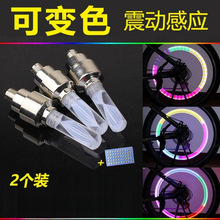 自行车气门灯震动感应七彩气嘴灯山地车装备配件夜骑闪光灯厂批发