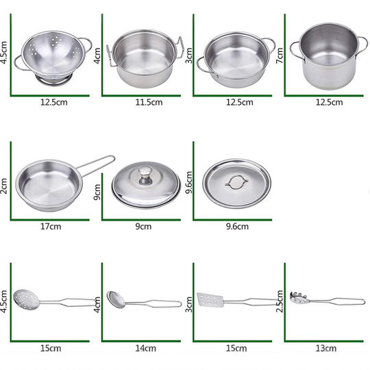 Amazon hot sale children play house kitchen suit stainless steel mini tableware cutting music kitchenware toys