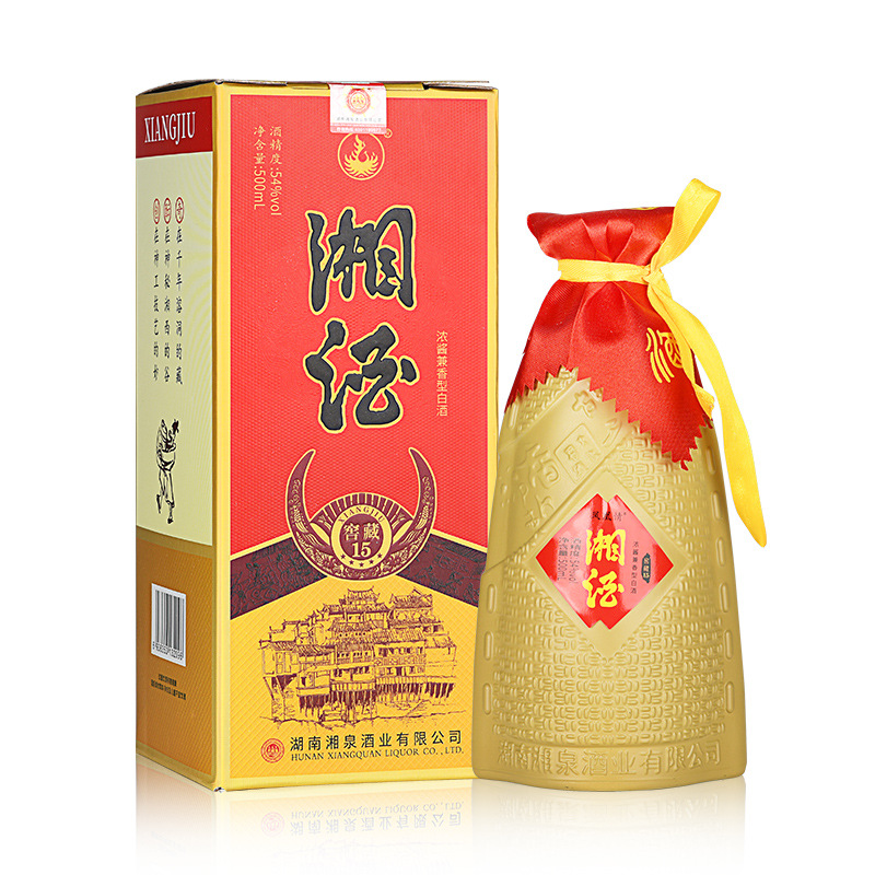 【凤凰情】湘泉酒业窖藏15纯粮食酿造白酒54度500ml瓶装试饮白酒