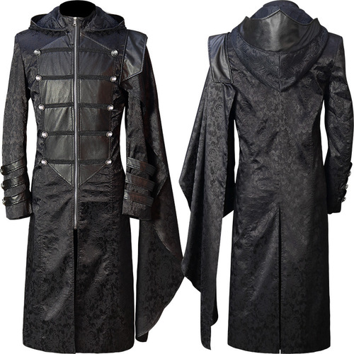 Manzhixin's new European and American medieval Gothic coat, retro uniform, stand-up collar punk cloak