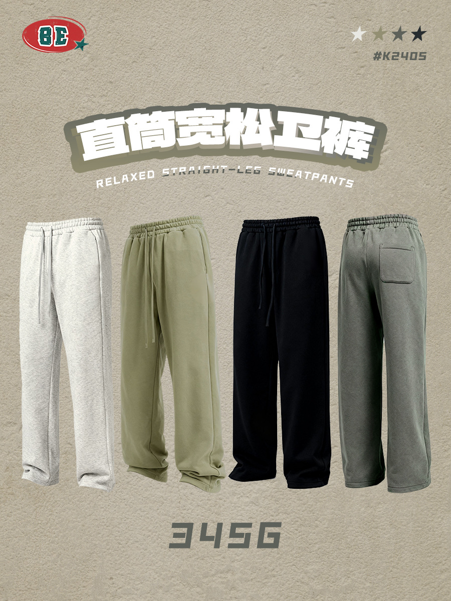 Pantalones Deportivos Rectos de Tejido de Punto para Hombre de Algodón Con Forro Térmico para Uso Diario