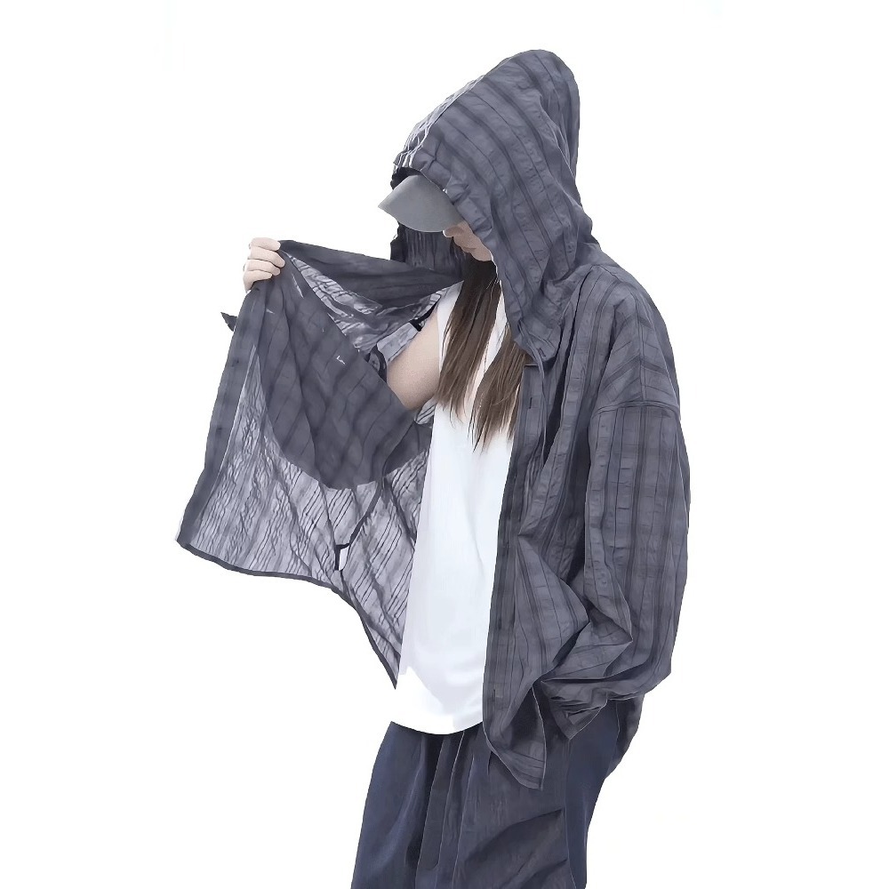 American Style Physical Sun Protection Textured Plaid For Men And Women, Summer Thin Couple's Versatile Shirt Jacket,_viptrois.com