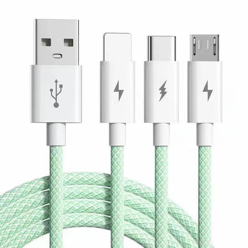 超速充マカロン編組一牽引三携帯電話データケーブルtype-c安卓ios三合一データケーブル|undefined