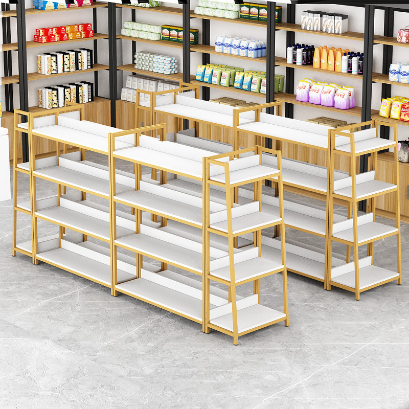 Estante de exhibición multicapa combinado contra la pared contenedor tienda de ropa bolsa tienda de conveniencia snack estante de exhibición armario de almacenamiento