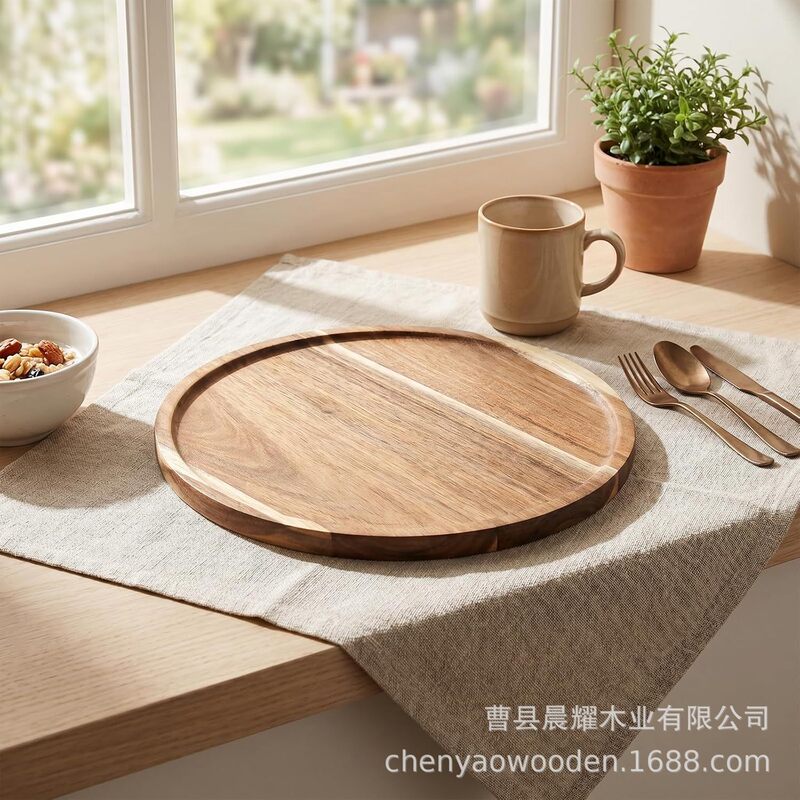 Wooden tray for home use, modern minimalist style, round tray for dry fruits, snacks, and fruit, serving tray, tea tray, wooden plate for display Wooden tray for home use, modern minimalist style, round tray for dry fruits, snacks, and fruit, serving tray, tea tray, wooden plate for display