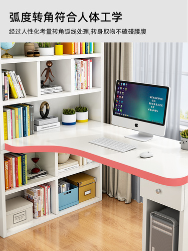 G3YN Bookshelf Integrated Desk Corner Desk Bookshelf Children's Study Desk Home Student Writing Desk Corner Console Electric