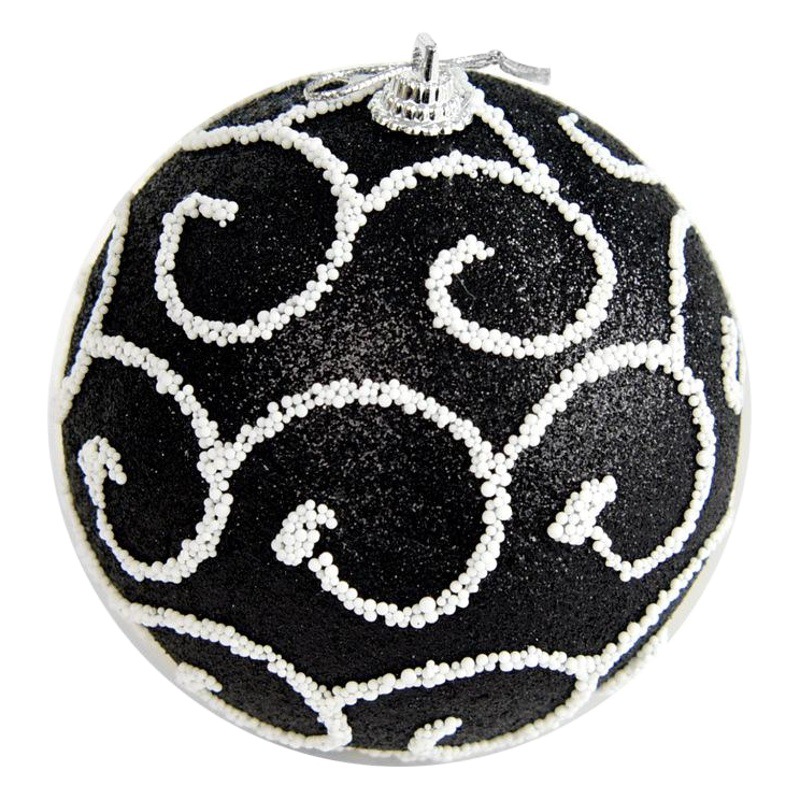 Hong Kong Heng 8cm BOLA DE Navidad pintada de negro decoraciones del árbol de Navidad 10cm de plata espuma negra decoración pegajosa BOLA DE Navidad de gama alta