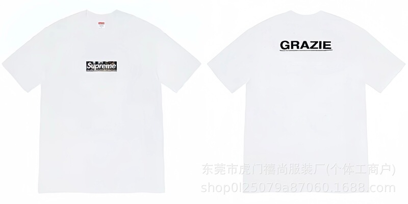 クロスボーダー25ss美潮Supreme文字プリントラウンドネック半袖男女兼用カジュアルTシャツ純綿快適|undefined