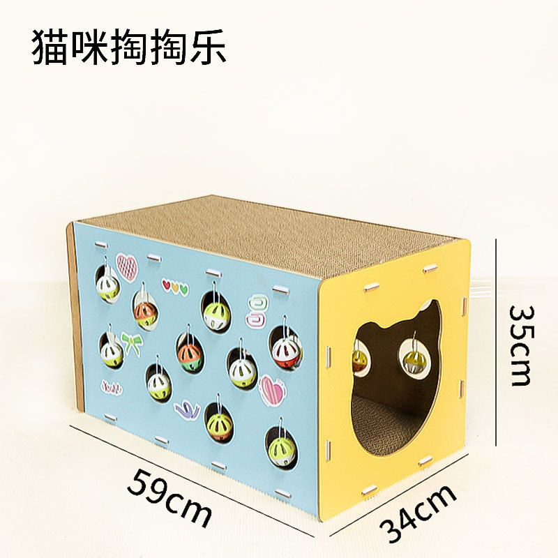 Rascador para gatos con bola colgante, duradero, resistente a los arañazos y que afila las uñas, juguete para gatos todo en uno para jugar y dormir, suministros para mascotas, papel corrugado.