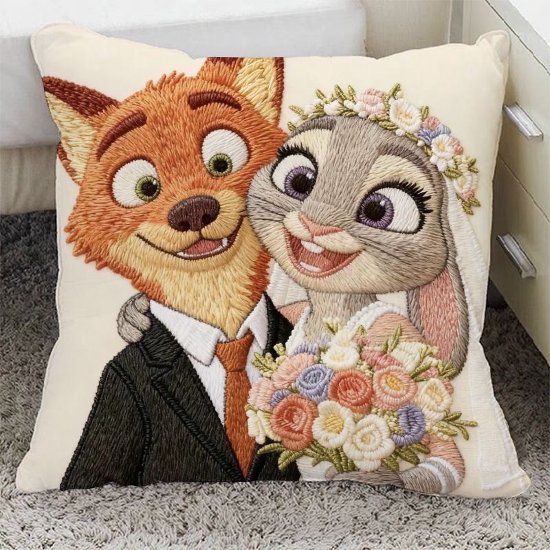 Printed Pillow Zootopia Judy Nick Cushion with Core Living Room Sofa Car Super Soft Waist Pillow