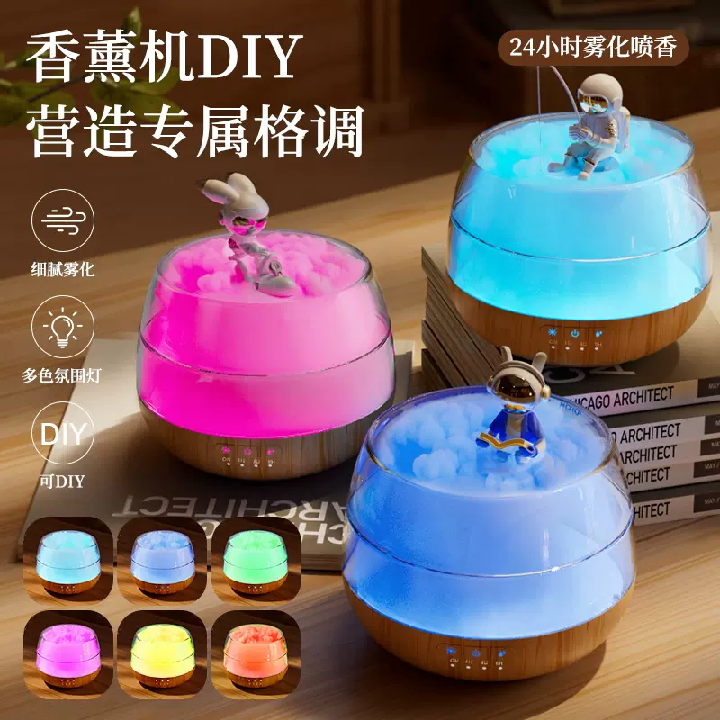 DIY创意香薰机木纹 550ml超声波雾化器七彩静音家用扩香精油薰香
