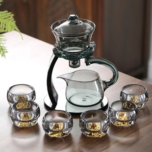 Light Luxury Glass Kung Fu Tea Set for Home and Office Use, High-End New Semi-Automatic Magnetic Tea Infuser