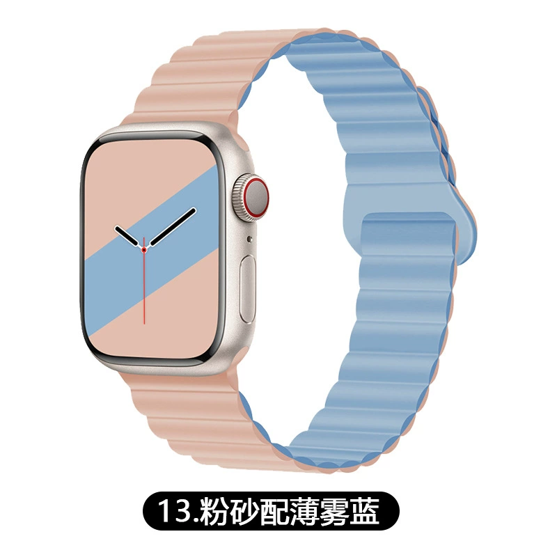 Подходит ремешок Apple Watch двухцветный магнитный силикон IWATCH1-9 поколения/SE