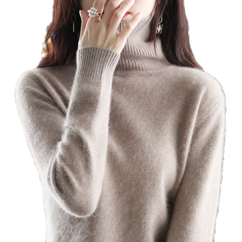 Suéter de terciopelo de visón cuello alto de las mujeres cuello corto suéter de terciopelo de conejo suéter Delgado suéter de cachemira transfronterizo suéter de las mujeres