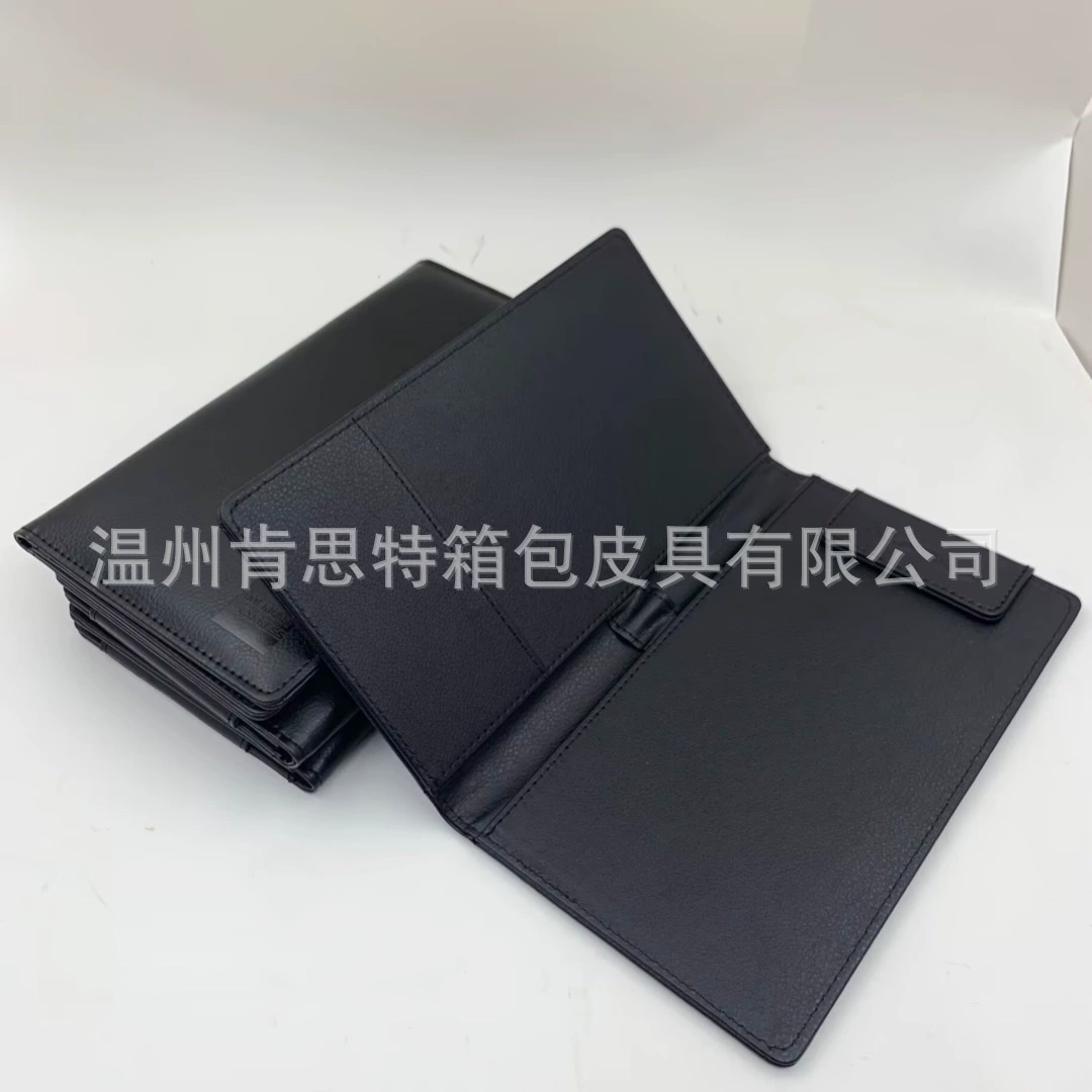 Индивидуальный держатель для купюр из черной шлифованной искусственной кожи, экологически чистый держатель для документов из искусственной кожи, кожаный чехол формата А5, который может пройти тест CA65.