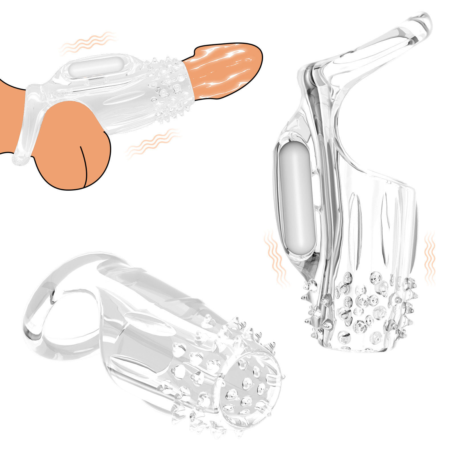 Wolf Tooth Lotus Sleeve Set, Textured TPE Couples Toy, Manual Non-Vibrating Design — detail image 6