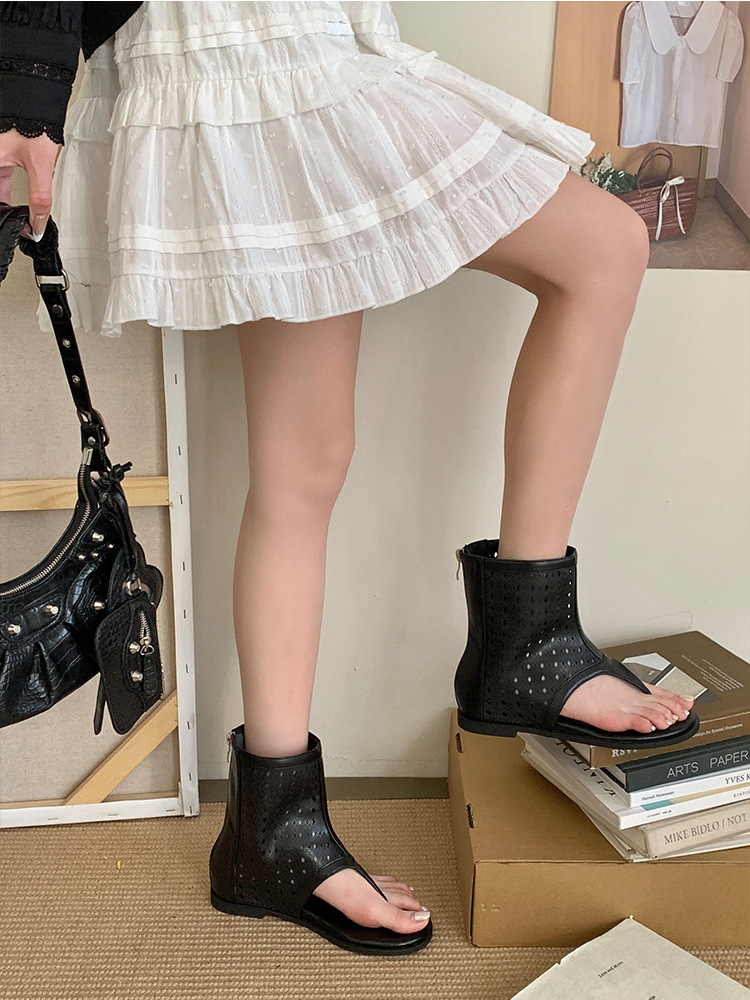French-style Flat Thong Sandals Breathable Roman Sandals Women_voghion.com