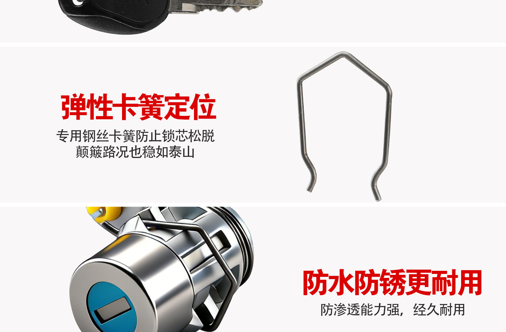 Electric Vehicle Door Lock Cylinder Suitable for Longqi Four-Wheel Vehicle Door Handle Lock Cylinder, Enclosed Vehicle Metal Key Lock Cylinder, Universal