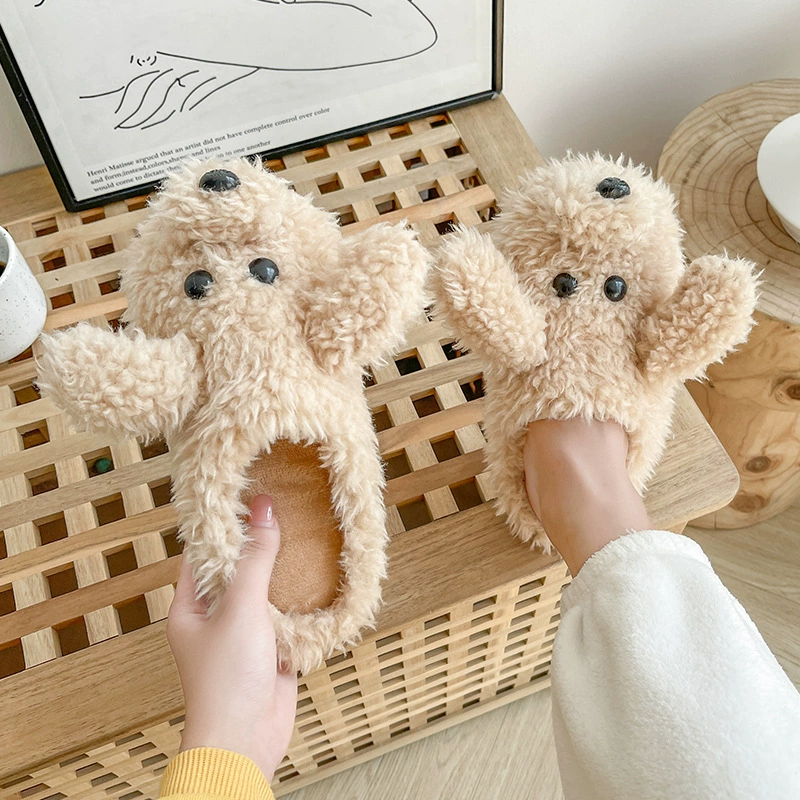 Cute Cartoon Winter Slippers, Plush Cotton Styles (whale, teddy, chubby), Sizes EU 36–47