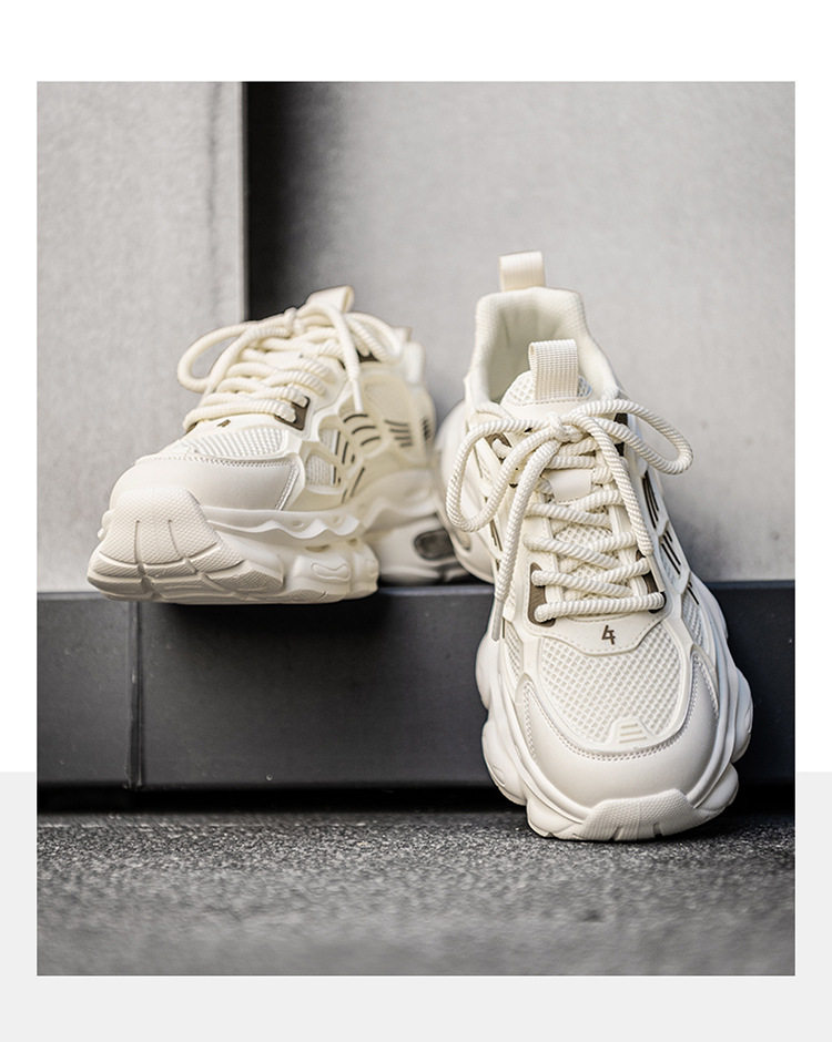 Giày sneaker nam cổ thấp buộc dây đế dày bọc da phong cách thời trang, giày thể thao tăng chiều cao — Cà phê ZS-F 8965m, ZS-F8965 Xingka, ZS-F8965 màu đen chi tiết 6