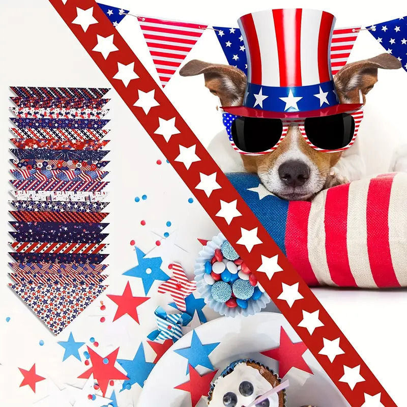 Toalla triangular transfronteriza para mascotas Toalla de saliva Día de la independencia de EE. UU. Toalla de saliva de bandera del perro babero suministros para mascotas al por mayor