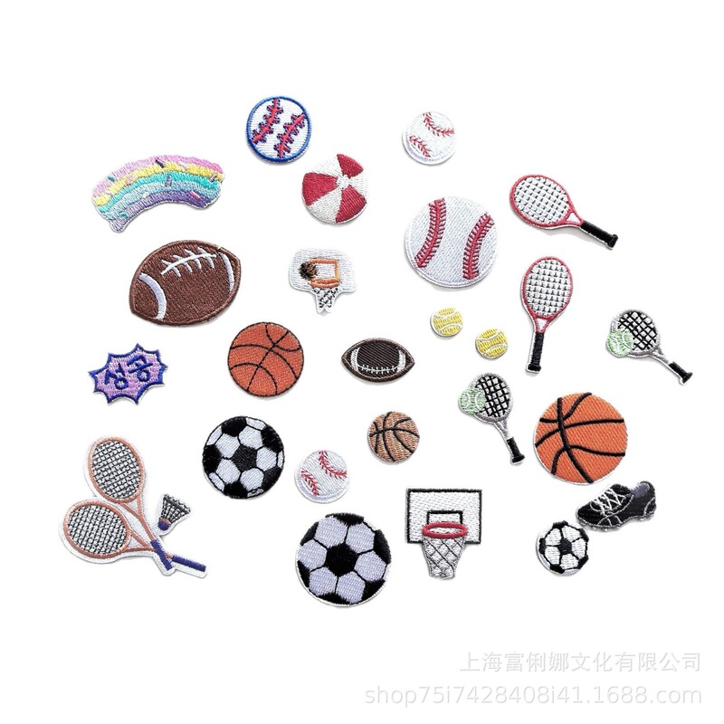 Sports ball embroidery cloth stickers creative DIY decorative patch football basketball hot melt adhesive ironing stickers embroidery