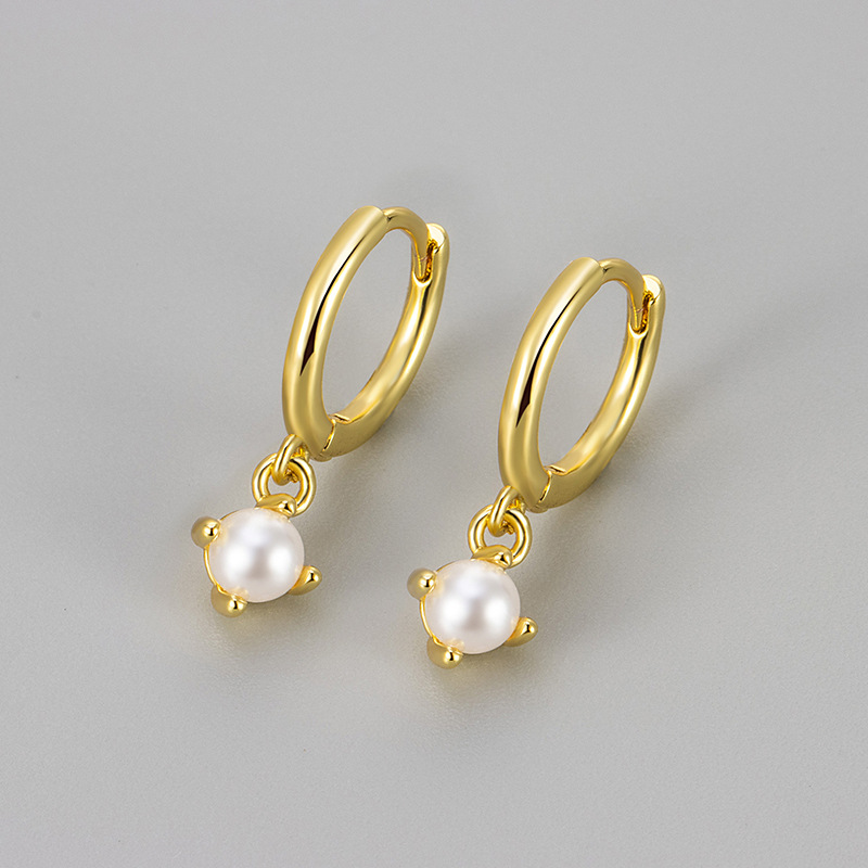 Grenzüberschreitende, leichte Luxus-Ohrringe im europäischen und amerikanischen minimalistischen Stil mit Perlen für Damen, Design Sense Fresh Small_voghion.com