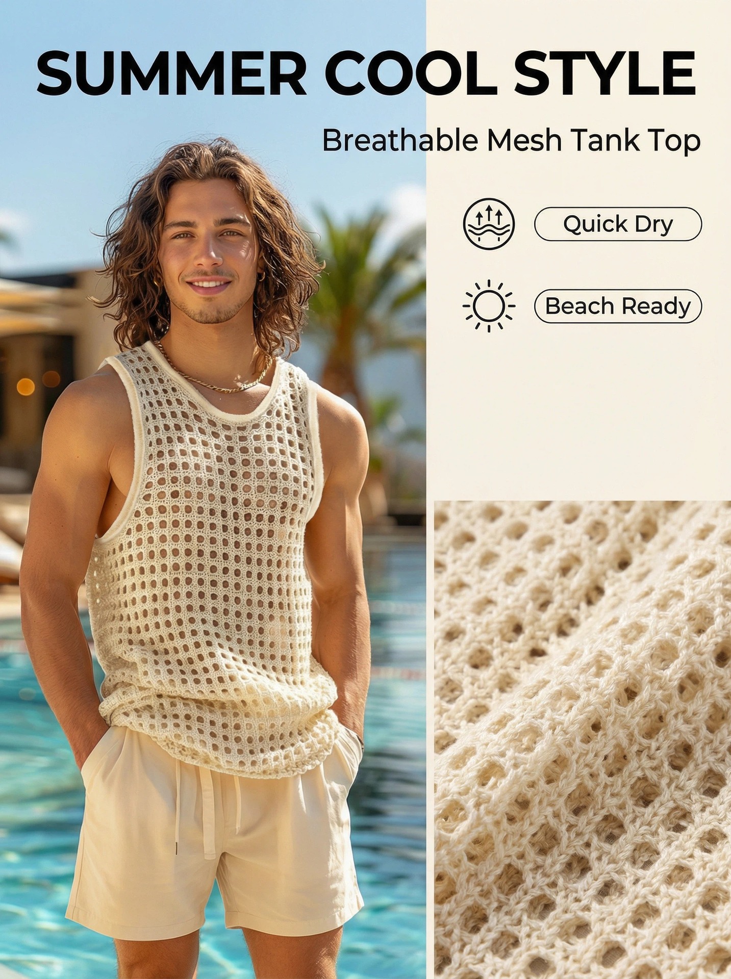Herren Sommer Strickweste Mit Lochmuster Rundhalsausschnitt Top_voghion.com