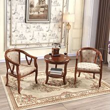 酒店实木围椅三件套宾馆客房橡木圈椅中式单人休闲太师沙发椅家具