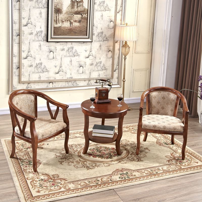 酒店实木围椅三件套宾馆客房橡木圈椅中式单人休闲太师沙发椅家具
