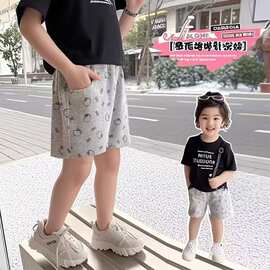 跨境外贸女童韩版卡通休闲裤女孩洋气百搭阔腿裤中小童防蚊卫裤潮