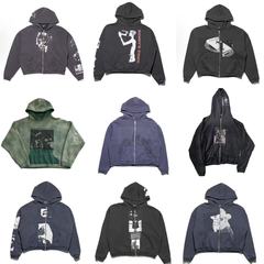ERD 忧郁的富二代FW25水洗做旧休闲复古拉链连帽宽松落肩袖卫衣
