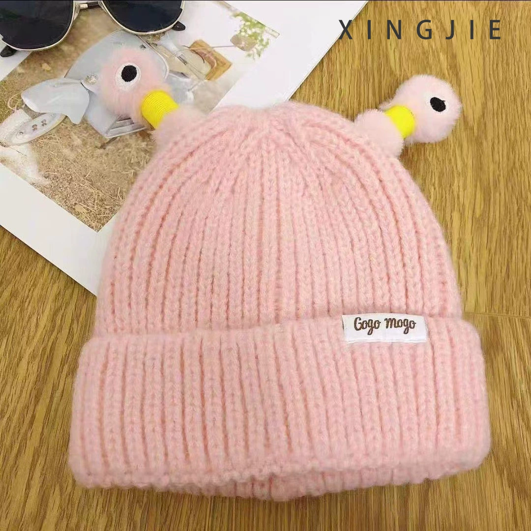 cartoon knitted woolen children's demi-season monster, funny keep warm knitted hat, family style