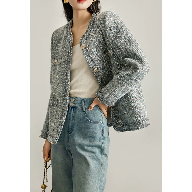 Свитерная элитная короткая куртка, стиль Chanel, французский стиль, городской стиль