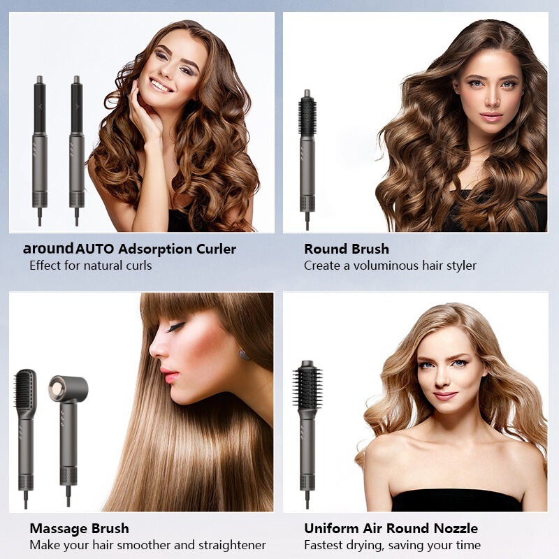 クロスボーダー 6 イン 1 多機能高速熱風コームヘアアイロンヘアアイロンストレートマイナスイオン家庭用ヘアドライヤー|undefined