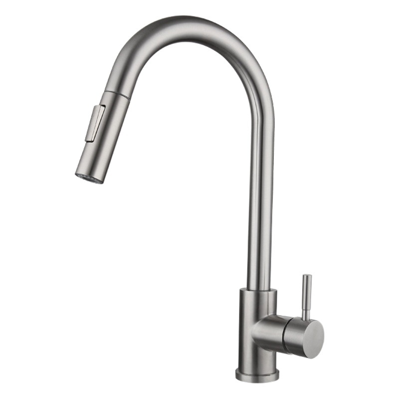 SUS304 Acero inoxidable cocina pull grifo inducción caliente y fría retráctil cepillado Oro Negro toque grifo