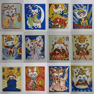 Pure hand-painted Thangka painted core Regong Tibetan fox fairy Thangka (3.5x 4.5cm)