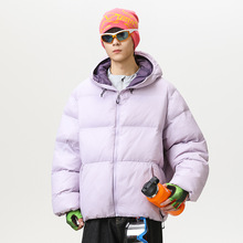 2025冬季欧美高街复古哥特拉链口袋潮牌小众别致纯色男女款棉服