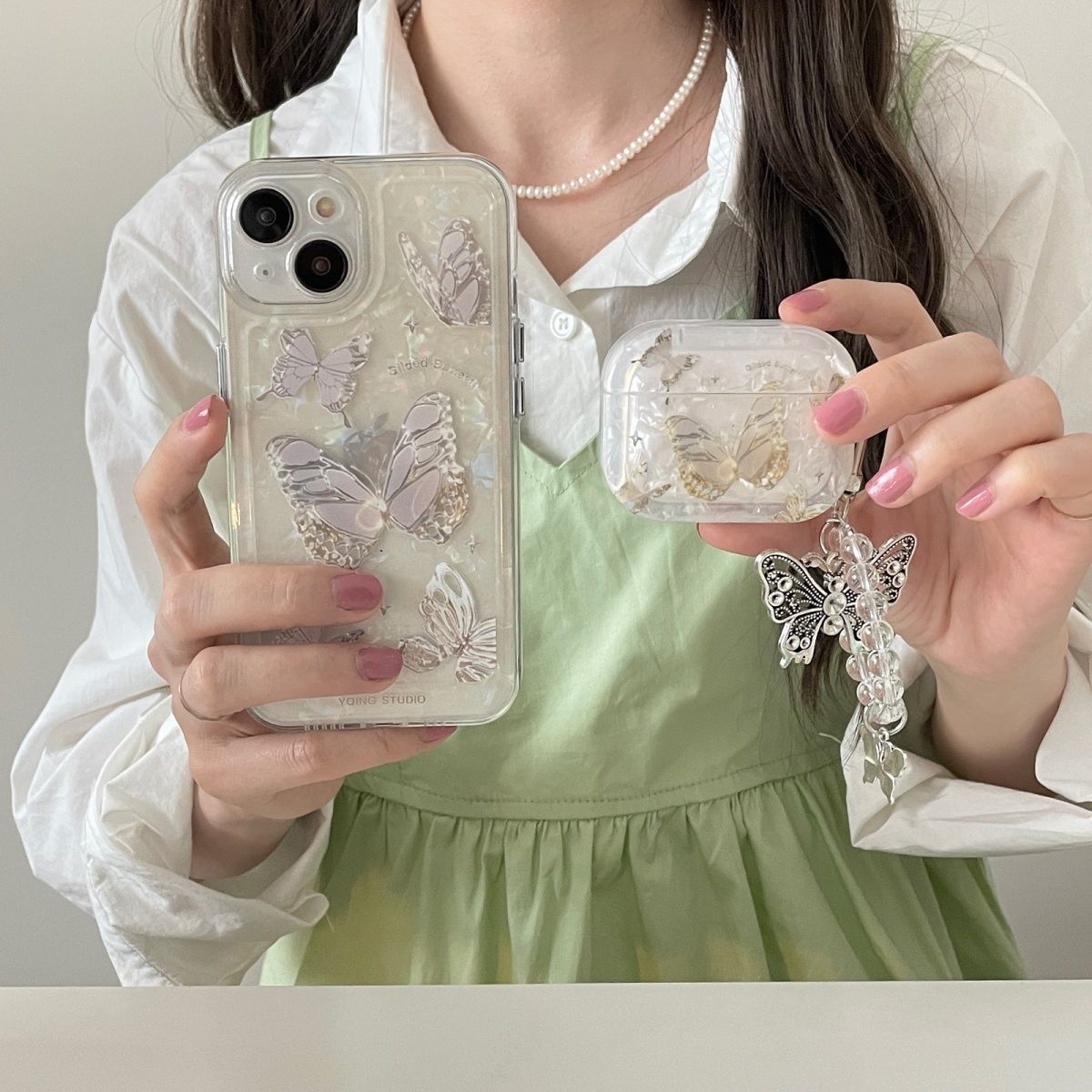 imd auriculares cubierta ins pequeña mariposa de oro limpio para airpods 4 manzana pro2 auriculares cubierta
