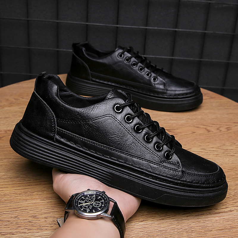 Men's Trendy Shoes Autumn New Fashion Sports Casual Shoes Student Leather Black Men's Low-Top Sneakers Men's Trendy Shoes Autumn New Fashion Sports Casual Shoes Student Leather Black Men's Low-Top Sneakers