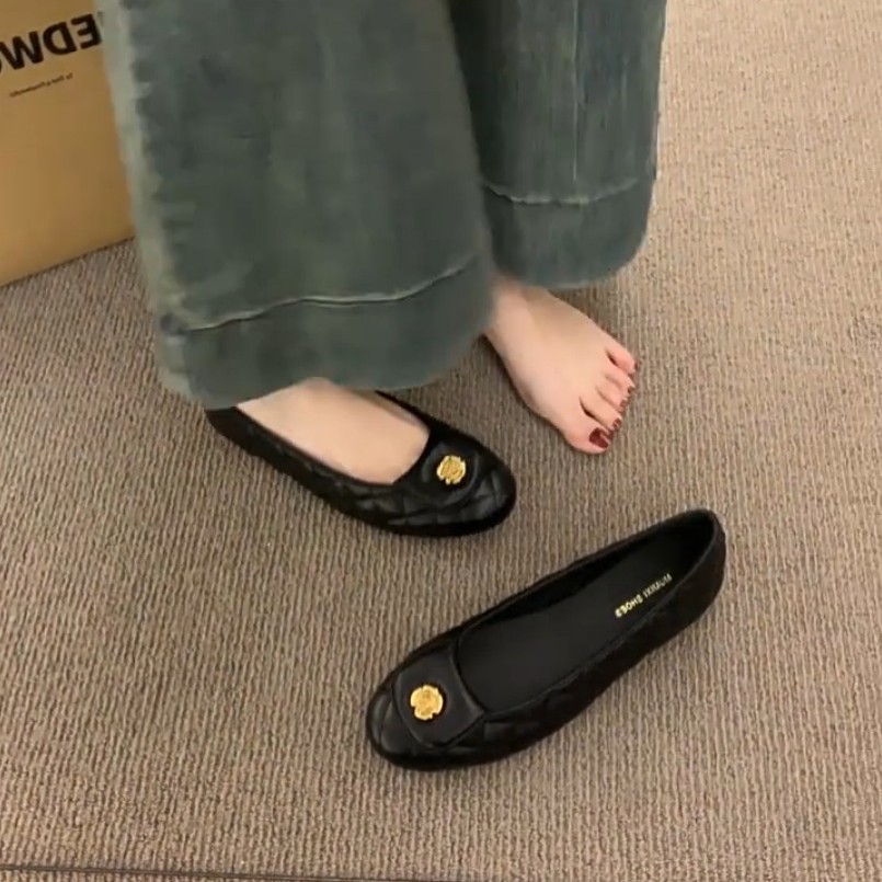 Black Flat Camellia 2026 Early Spring New Style Chanel-Inspired Mary Jane Women's Shoes Spring/Summer Ballet Flats