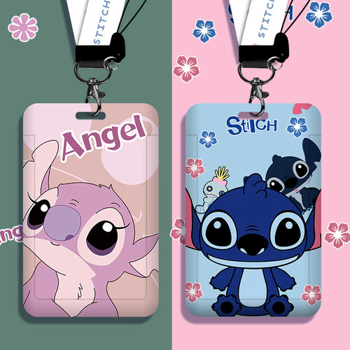 Cartoon student campus card holder with lanyard, nucleic acid code, ID card holder, bus and subway card holder, badge access card