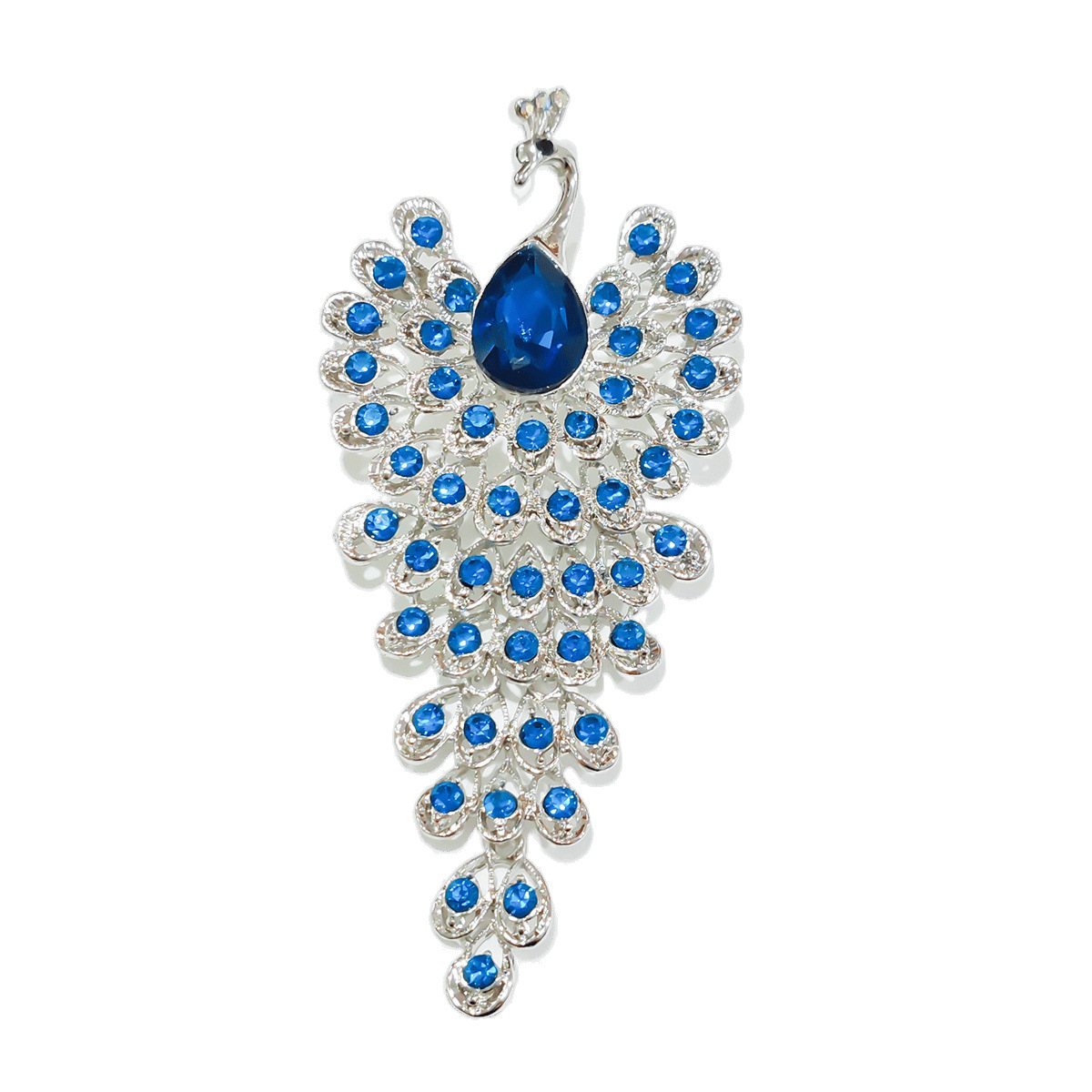 Broche de pavo real de lujo con diamantes para mujer elegante_voghion.com