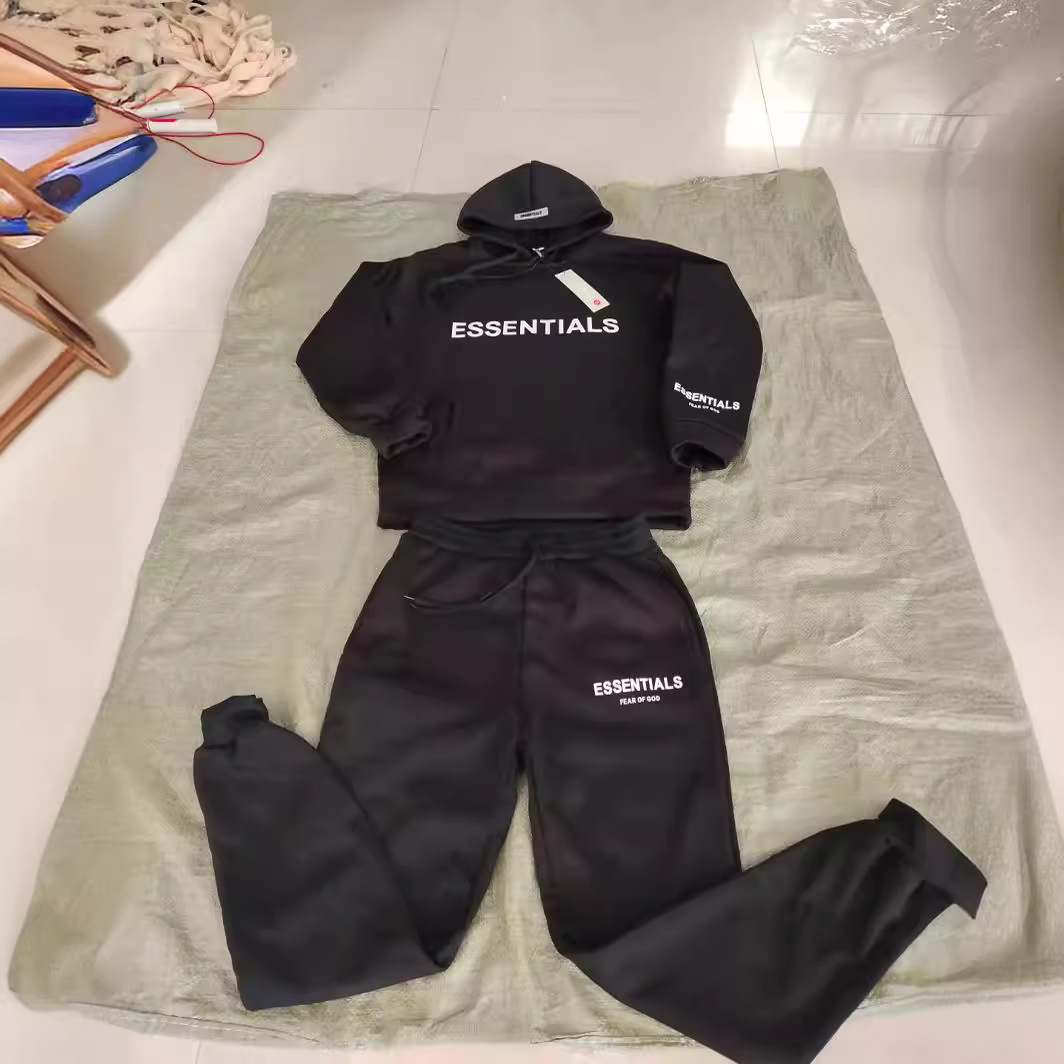 TEMOR DE DIOS doble línea Essentials Zambia moda marca pecho impreso LOGO pareja HOODIE sweater NIEBLA