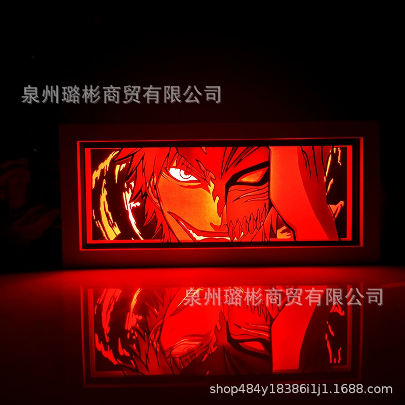 Бумажный резной светильник One Piece Luffy, деревянная рамка, настольный ночник, монохром/ RGB