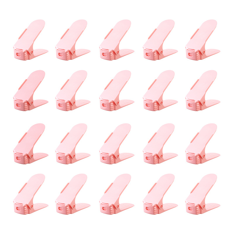 20 estantes de plástico en capas, ahorro de espacio, soporte de almacenamiento de zapatos de doble capa, artefacto de almacenamiento de zapatos ajustable