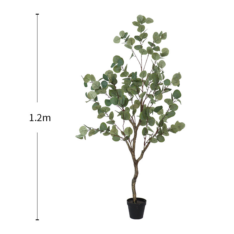 模擬緑の植物ユーカリ鉢植え家庭用床置き装飾品人工植物マネーリーフ盆栽装飾造花|undefined