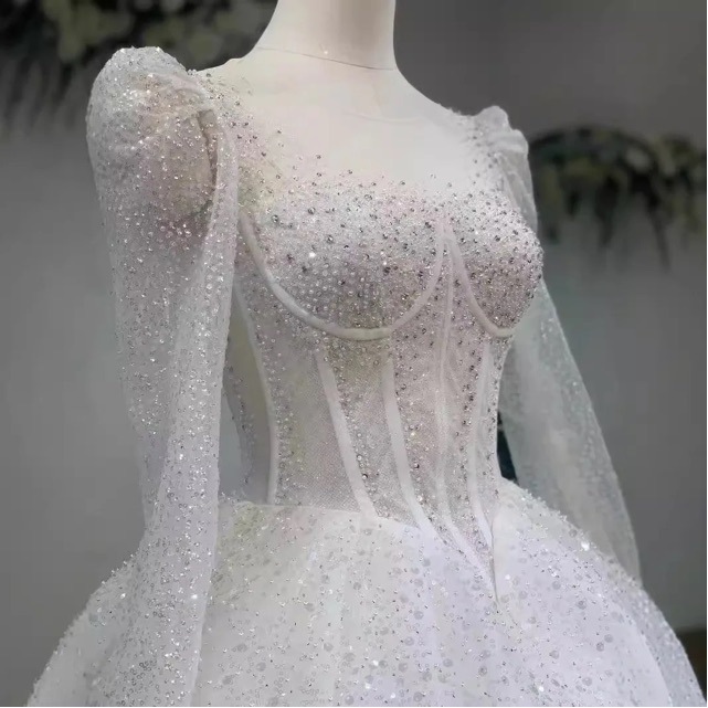 Gao Ding New Heavy Industry Beaded Pontoon Dress Wedding Dress Female Bride French Luxury Large Tail W2413 Europe and America