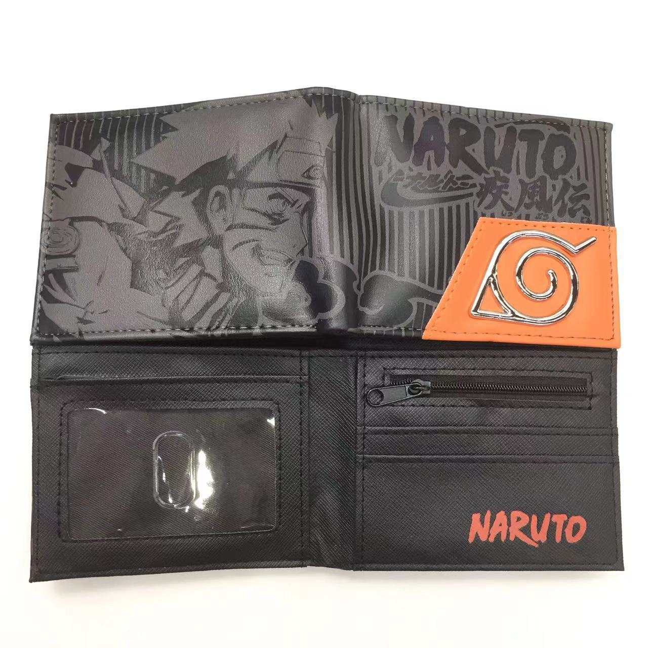 Naruto periferia billetera, Naruto Sasuke, cuatro generaciones de billetera roja, billetera corta, monedero de cambio de piel PU.