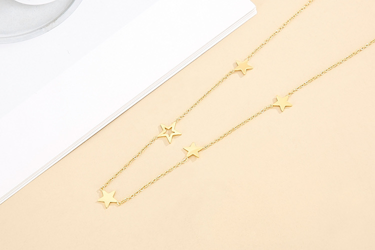 European and American new stainless steel fivepointed star necklace bracelet setpicture5